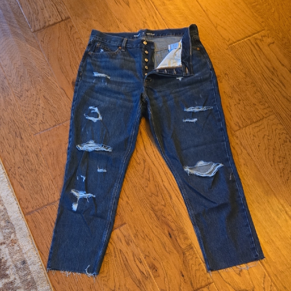 Old Navy High-Rise Slouchy Straight Jeans - Dark Blue